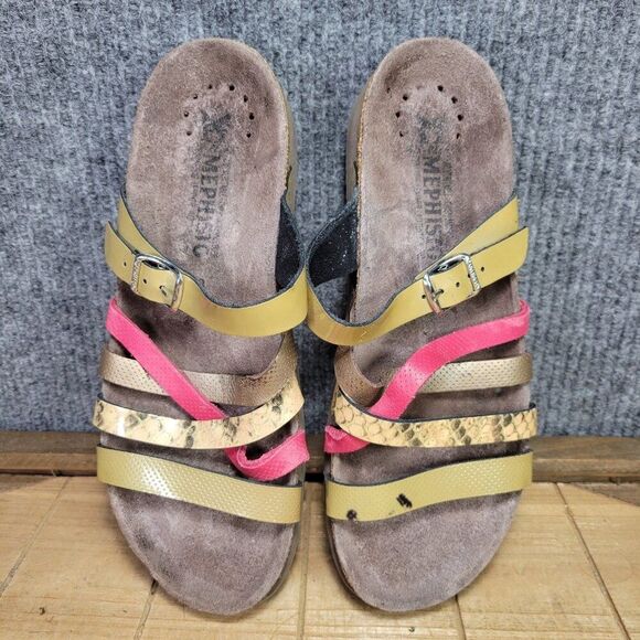Mephisto Huleda Women's 39/ 9 US Multi Color Strappy Comfort Slide Sandals Cork - Picture 1 of 8